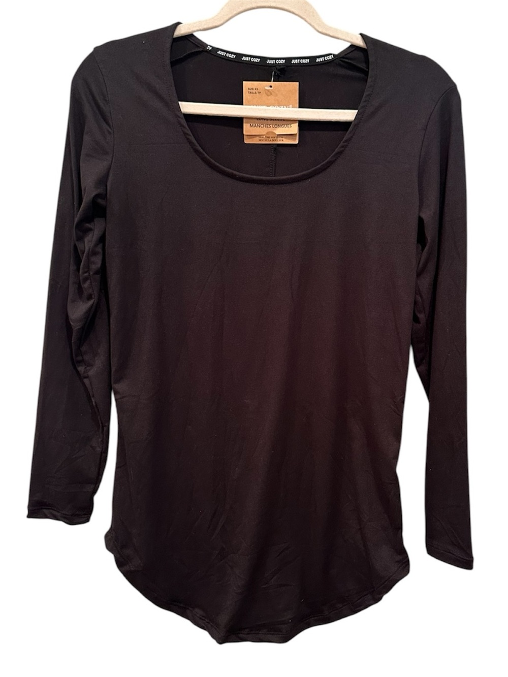 NWT Scoop Neck Long Sleeve Tee Stretchy Soft Base Layer Neutral Sz XS